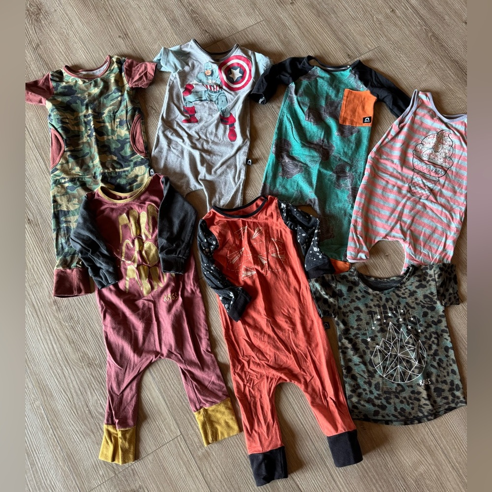 Rags to Raches size 12/18 month rompers and tshirt